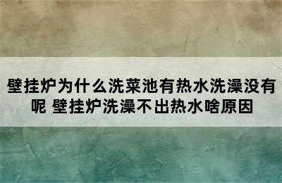 壁挂炉为什么洗菜池有热水洗澡没有呢 壁挂炉洗澡不出热水啥原因